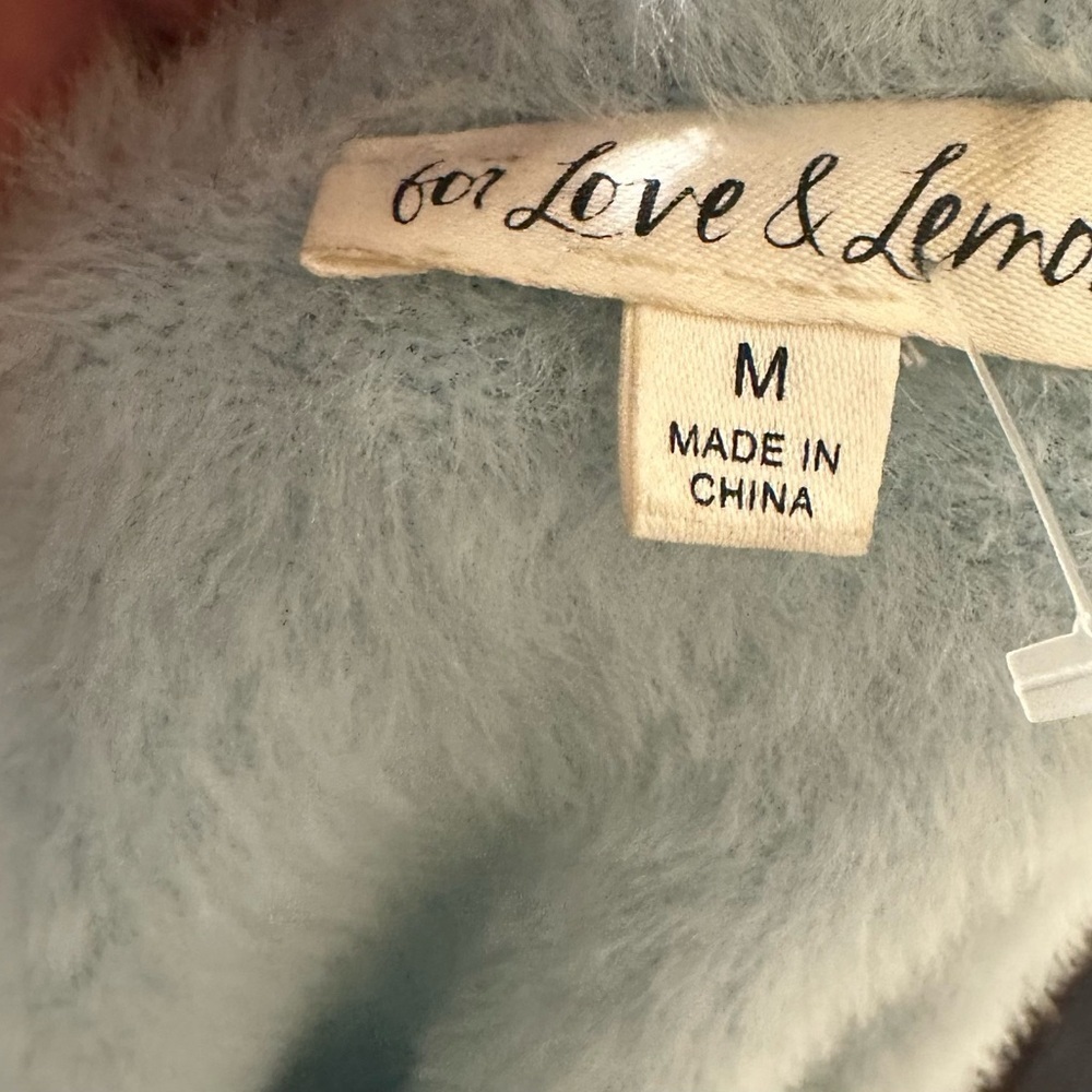 For Love And Lemons Devon cropped blue Fuzzy Cardigan - Picture 5 of 6